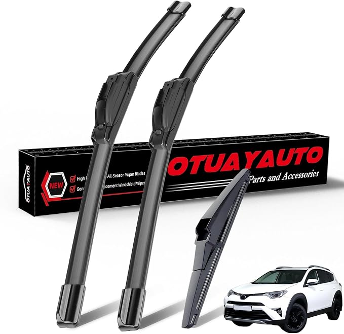 OTUAYAUTO Windshield Wiper Blades Replacement for Toyota RAV4 2013 2014 2015 2016 2017 2018 All-Extreme Weather Performance Quiet No Trace Front and Rear Wipers U/J Hook 26"+16"+10" (Pack of 3)