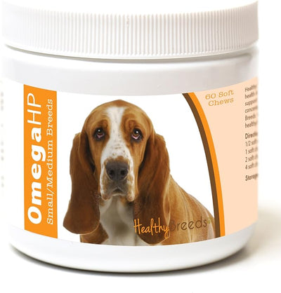 Healthy Breeds Basset Hound Omega HP Fatty Acid Skin and Coat Support Soft Chews 60 Count
