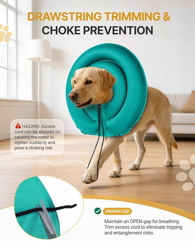 MIDOG Soft Inflatable Dog Cone - Comfortable Alternative After Surgery that Doesn't Block Vision, Patented Donut Recovery Collar Prevents Licking for Large & Medium Dogs (S)