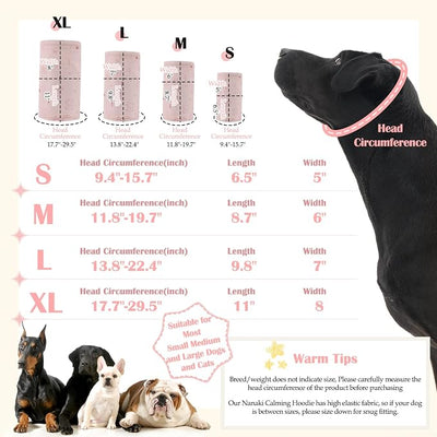 Nanaki Soft Dog Ear Covers For Blow Drying Grooming-Quiet Dog Noise Cancelling Ear Muffs Protection For Sound Thunderstorm,Fireworks,No Shake Head Wrap Hematoma Anti-Scratching,Snood Protector Pink,XL