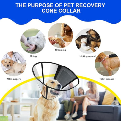 Adjustable Soft Dog Cone Collar for After Surgery Recovery, Comfortable Pet Recovery Protective Collar for Medium Large Dogs, Elizabethan Dog Neck Collar (XL, Black)