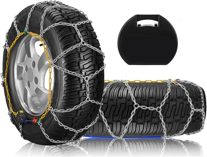 SCITOO HKN150 Snow Chains Quick Easy Installation,Tire Traction Chain for Car Pickup Trucks SUV,Adjustable Universal Emergency Thickening Tire Chains Width 15" 16" 17" 18" 19" 20" 21" 22"- Set of 2