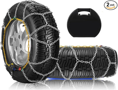 SCITOO HKN110 Snow Chains Quick Easy Installation,Tire Traction Chain for Car Pickup Trucks SUV,Adjustable Universal Emergency Anti-Skid Thickening Tire Chains Width 215 225 235(16" 17" 18")- Set of 2