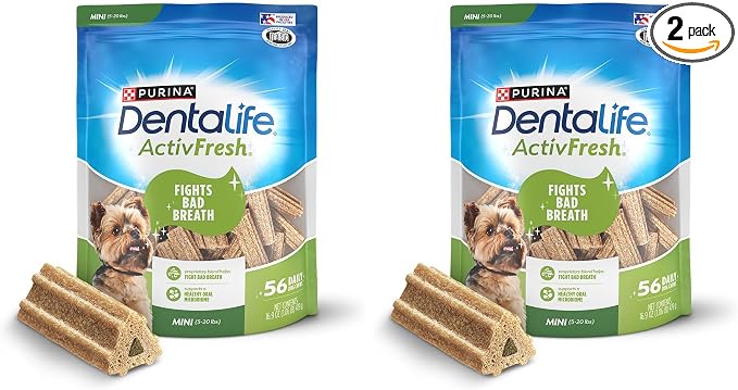 ActivFresh Dog_Chews for Mini and Small Dogs 5-20 lbs., Dental-Chews to Freshen Breath, Chicken Flavor, 16.9 oz., 56 Chews - 56 ct. Pouch (Pack of 2)