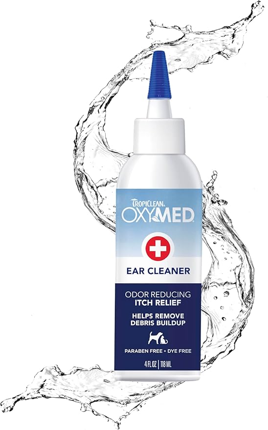 OxyMed Preventative Dog Ear Cleaner, Vet Recommended Ear Cleaning Solution for Itch Relief, Daily Wash Drops, Safe for Cats, USA Made, 4oz.