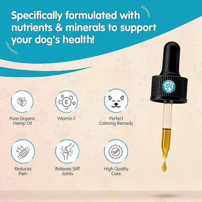 Wanderfound Pets - Hemp Oil for Dogs & Cats 5000mg - Anti-Separation Anxiety, Joint Pain, Stress Relief, Arthritis, Seizures, Chronic Pain Relief, Anti-Inflammatory - Omega 3, 6, 9-100% Organic