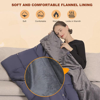 Heated Blanket Battery Operated, 43”x54” Portable USB Heating Throw, 3 Levels Temperature, Cordless Electric Throw for Home, Office, Camping,Travel, Stadium, Car(No Battery)
