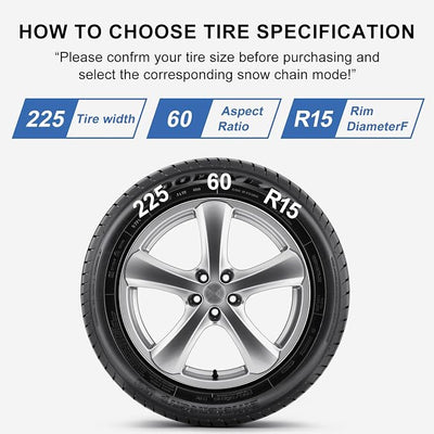 Auto Snow Chains Tire Chains For Cars Suv Pickup Trucks - Tightening 1Min Quick Install Tire-Chains, Reusable Emergency Tire Chains for Snow & Ice Traction (HKN140)