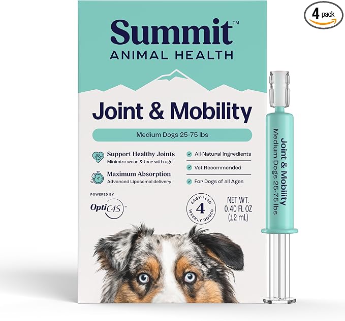 Summit Canine Joint and Mobility Supplement for Medium Dogs, All Natural Liquid Chondroitin, Liposomal Delivery for Arthritis, Hip & Joint Support Vitamin, (Dogs, 25-75lbs)