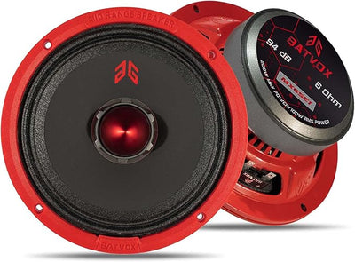 MX65E1 Loudspeaker 6.5 Inch Midrange 400 Watts 6 Ohms Red Bullet, Premium Quality Audio Door Speakers for Car or Truck Stereo Sound System, Red (2 Speakers)