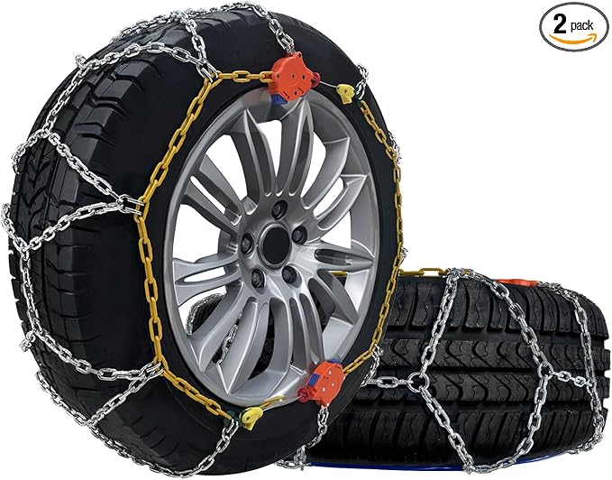 232805 Snow Tire Chains, 2-Pack Adjustable Anti-Slip Chains for Cars, SUVs, Pickup Trucks, Compatible with Tire Sizes 245/70R19.5, 255/70R18, 255/80R17, 265/60R20, 275/50R21, 285/45R22 - Model 232805