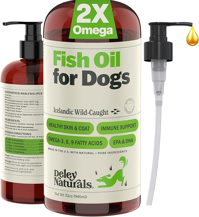 Fish Oil for Dogs - Itch Relief for Dogs with Omega 3 6 9 for Skin, Joints, Heart and Brain Health - Icelandic Omega 3 Fish Oil for Dogs Skin Irritation - 32oz Omega Oil Made in USA