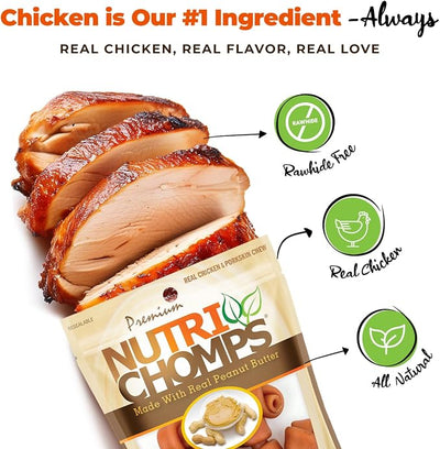 NutriChomps Dog Chews, 2.5-inch Knots, Easy to Digest, Rawhide-Free Dog Treats, 8 Count, Real Peanut Butter flavor