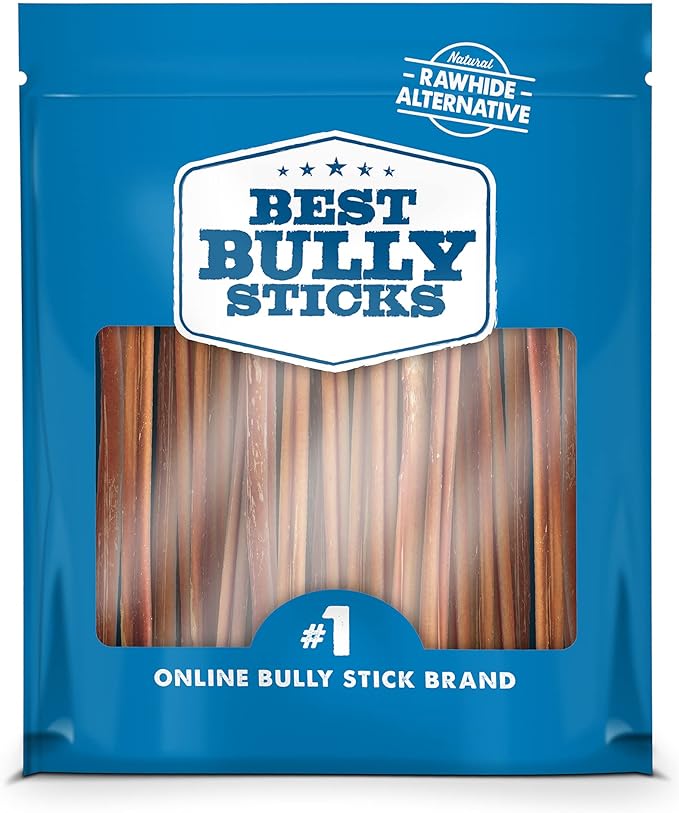 6 Inch Thin Bully Sticks - 24 Count (Pack of 1) - Natural, Easily Digestible, 100% Grass-Fed, Grain and Rawhide-Free Dog Treats