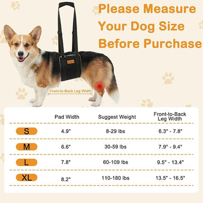 Vivifying Dog Lift Harness for Large Dogs, Soft Flannel Rear Leg Support Sling, Adjustable Dog Lifting Harness for Weak Back Legs, Senior Injured Disabled Dogs, ACL Surgery Mobility Assist, L, Gray