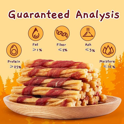 Jungle Calling 22 Count Duck Wrapped Chicken Collagen Sticks, Long Lasting Dog Chews & Bones, Digestible Rawhide Alternative, Teeth Cleaning Dog Treats for Small Medium Dogs, 14.1oz（5 Inch）