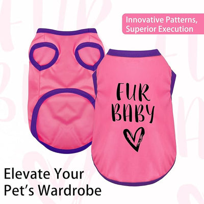 Color-Blocked Dog Tank Top with Playful Heat Transfer Designs – Lightweight Polyester Shirt for Small,MediumDogs, Perfect for Casual Outings.Fur Baby Pink 2XL