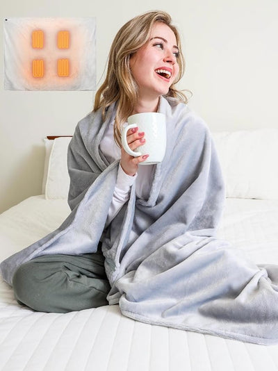 Battery Powered Portable Heated Blanket – Extra Large, Up to 120°F Heat, with Rechargeable Battery, for Outdoor, Sports, Camping, Travel & Cold Weather, 52” x 64”