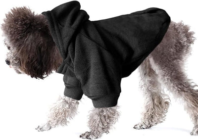 Jecikelon Soft Dog Hoodies for Small Dogs, Fleece Puppy Sweatshirt with Pockets, Warm Winter Cold Weather Coats for Pet Cat, Cute Clothes Puppy Costume (Black, X-Small)