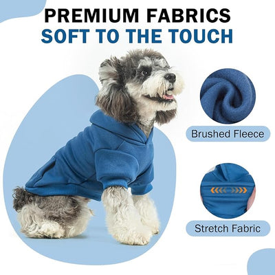 SCENEREAL Dog Hoodie Sweaters for Small Medium Large Size Dogs, Fleece Dog Sweatshirt with Hat and Pocket,Soft Cold Winter All Weather Dog Clothes for S to XL Sized Dogs, Blue L