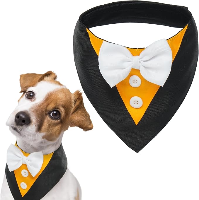 Dog Tuxedo Halloween for Large Dogs,Dog Formal Suit Dogs Attire Pet Bow Tie Puppy Party Costumes Cat Tux Outfits Pets Bandana Cosplay Adjustable Bowties Thanksgiving Halloween L