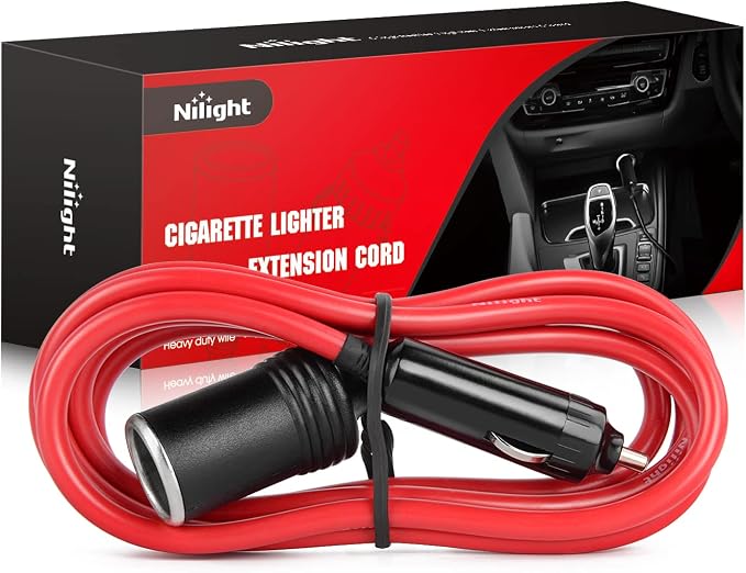 Cigarette Lighter Extension Cord Cable Heavy Duty 6ft 12V/24V Car Charger with Cigarette Lighter Plug Cigarette Lighter Socket,2 Years Warranty