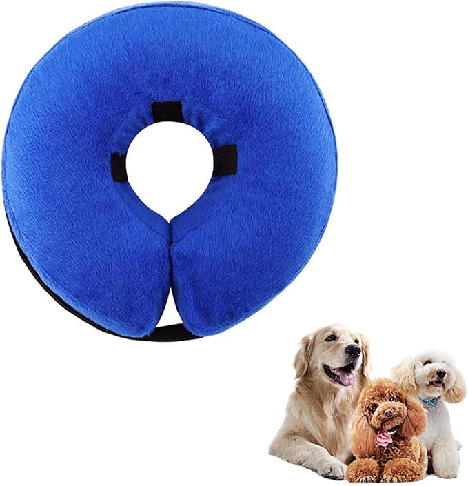 Soft Dog Recovery Protective Collar After Surgery-Cone Inflatable Collar for Dogs and Cats - Adjustable Washable Elizabethan Collar (XL), Blue
