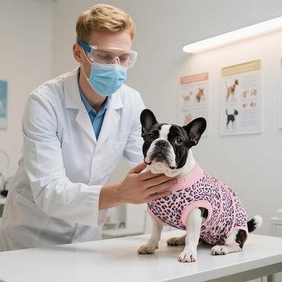 Kuoser Dog Recovery Suit, After Surgery Spay Neuter Onesie, Adjustable, Large, Pink, Polyester, for Medium Dogs