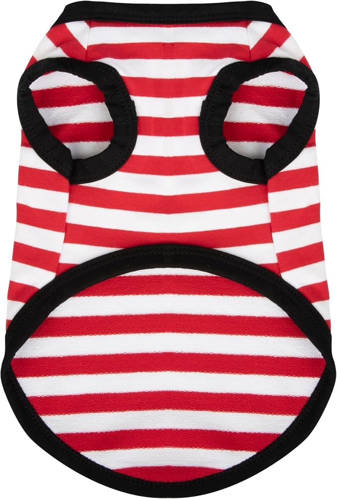 Paiaite Dog Striped Shirt Happy Color Cotton Sleeveless Puppy Shirts Breathable Pet Apparel Tank Top Colorful Puppy Sweatshirt Clothes for Small Medium Dogs Red L