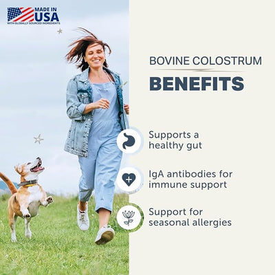 FOUR LEAF ROVER Colostrum for Dogs - Bovine Colostrum from 100% Grass-Fed New Zealand Cows - Skin, Gut & Immune Support - 60 Day Large Dog Supply