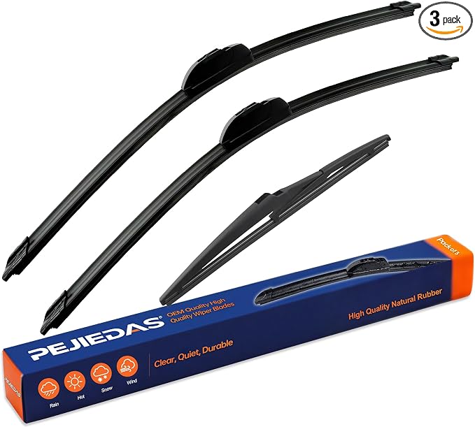 3 Replacement Wiper Blades For Kia Soul 2020-2023 24" + 20" + 11" Front and Rear Wiper Blades (Pack of 3)
