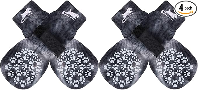 Anti Slip Dog Socks to Prevent Licking Paws, Dog Shoes for Hot Pavement, Dog Booties for Small Medium Large Senior Dogs, Traction Control Boots & Paw Protectors for Hardwood Floors