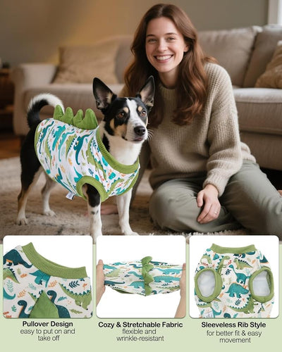 CuteBone Dinosaur Costume Dog Shirt, Stretchy Velvet T-Shirt Clothes for Small Dogs, Soft & Breathable Pet Tee Outfit Cat Apparel for Daily Wear, Cozy Pullover Design Puppy Fashion COSBX03XS