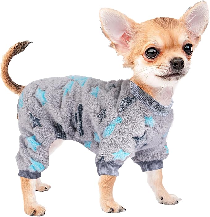 Sebaoyu Dog Pajamas for Small Dogs, Glow in Dark Tie Dye Unicorn Doggy Sweater, Super Soft Velvet Material Chihuahua Yorkie Tiny Doggie Clothes Outfits (Grey, X-Small)