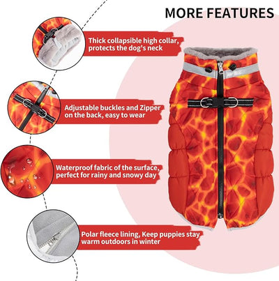 CuteBone Waterproof Winter Coat with Harness, Reflective Warm Jacket with Zipper for Cold Weather, Snowsuit for Small Medium Large Dogs YRFN20XL