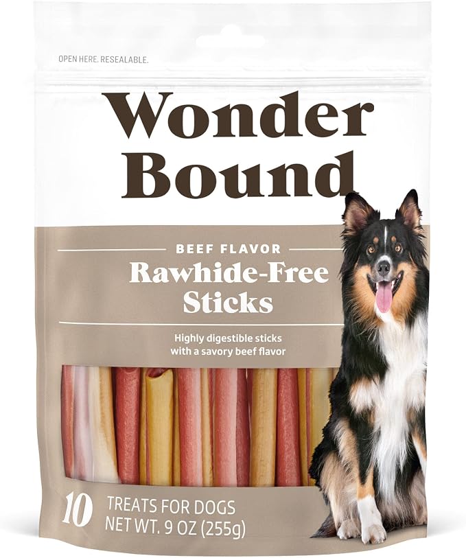 Beef Flavor Dog Treat Sticks - 10 Count - Rawhide-Free, Dental Health Chews for Plaque & Tartar Control, Easy to Digest, Long-Lasting