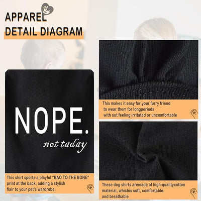 Discover Cozy Cotton Canine Wear: Soft, Lightweight, and Breathable Dog Shirt Vest with Eye-Catching Graphics(Nope not Today), Keeping Your Furry Friend Warm and Comfy! Black S