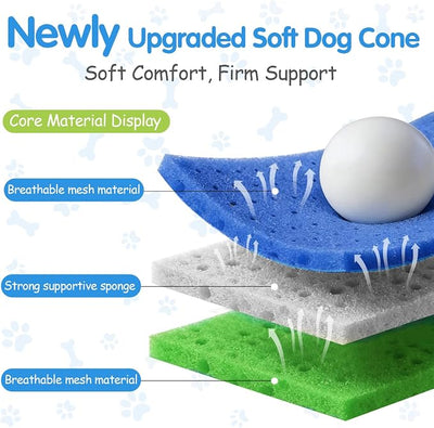 Upgraded Soft Dog Cone Collar for Post-Surgery Recovery – Adjustable Elizabethan Alternative to Stop Licking, Lightweight Breathable Mesh, Fits Most Breeds (XL)