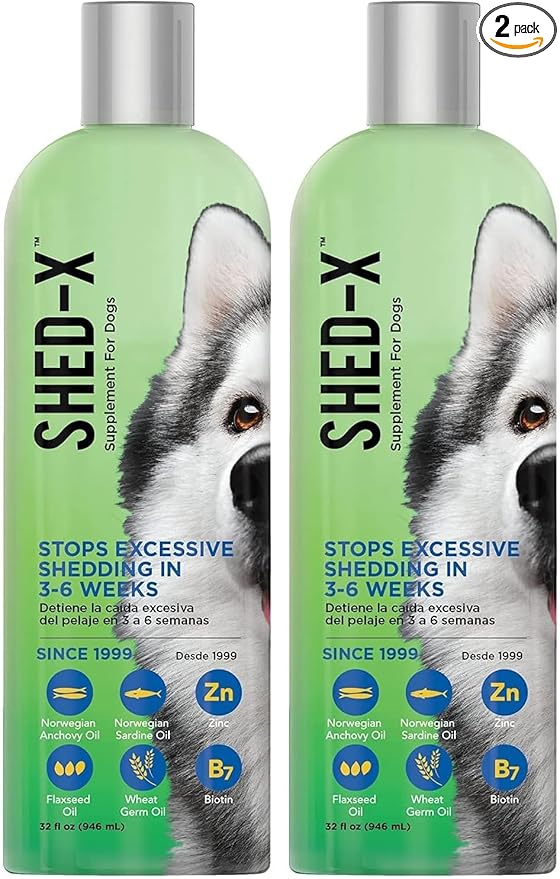 Liquid Dog Supplement,32oz – 100% Natural – Helps Dog Shedding,Fish Oil for Dogs Supports Skin & Coat,Dog-Oil for Food with Essential Fatty Acids,Vitamins,and Minerals,(Pack of 2)
