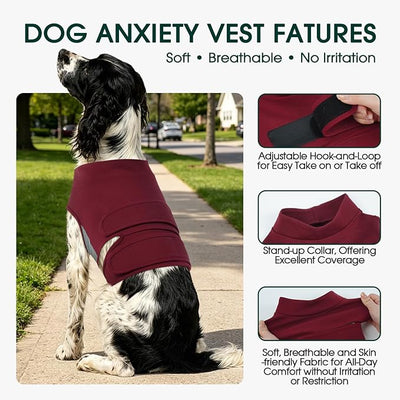 Kuoser Dog Anxiety Vest for Dogs, Calming Dog Jacket for Anxiety Relief, Adjustable Anxiety Wrap Shirt for Small Medium Large Dogs, Soothing Pet Vest for Fireworks Thunderstorms Vet Visits Travel, S
