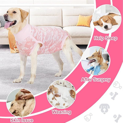 Coppthinktu Dog Onesie for Surgery Female, Breathable Dog Surgery Spay Recovery Suit, Dog Cone Alternative Anti-Licking, Small to XXL Sizes, Pink, Polyester Blend