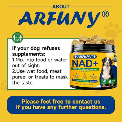 NAD Supplement for Dogs - NAD Soft Chews for Senior Dogs - Energy & Vitality, Anti-Aging, Cognitive Function - NR, Trans-Resveratrol, Quercetin, Glucosamine HCI - 140 Chews, Chicken Flavor