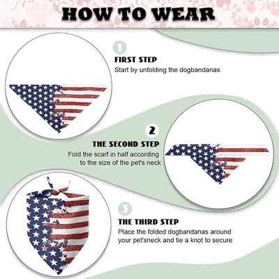 KEIAHUAN American Flag Dog Bandana 4th of July Patriotic Puppy Scarf Soft and Breathable Adjustable Dog Cat Kerchief for Small Medium Large Dogs Pack of 1
