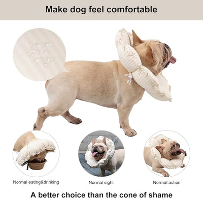 H HIDREAM Dog Cone Collar Stress-Free Recovery Cone Alternative: Adjustable Depth & Diameter for Wide-Neck Dogs (Pugs, Bulldogs, Bullies) Egg White XL-B