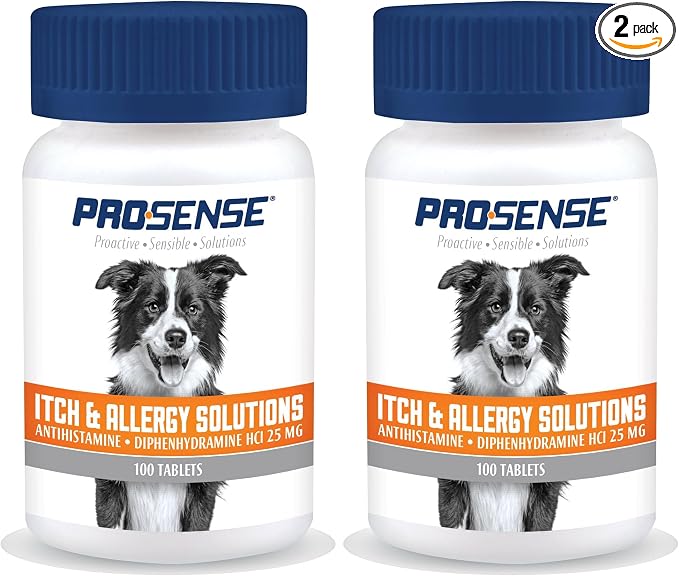 Pro-Sense Itch and Allergy Solutions, for Dogs, Antihistamine, 100 Count (Pack of 2)