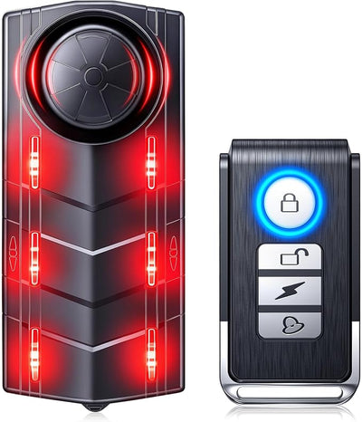Upgraded 115dB Car Alarm System, Anti-Theft Vibration Sensor Alarm with Ultra-Bright Red Warning Light, Wireless Remote Anti Theft Vehicle Device, for Car, RV, SUV, Truck.