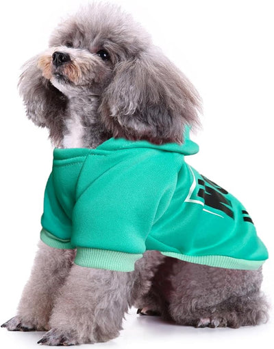 Jecikelon Print Dog Hoodies for Small Dogs, Soft Fleece Puppy Clothes for Pet Cat, Warm Winter Outfits Cold Weather Coats, Cute Sweatshirt Puppies Costume (Cyan, XX-Small)