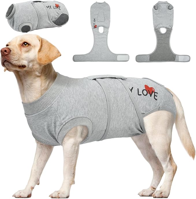 Dog Recovery Suit for Male Dogs, Post-Surgery Bodysuit for Spay Neuter, Dog Onesie After Surgery, Anti-Licking Pet Surgical Recovery Suit, Gray XL