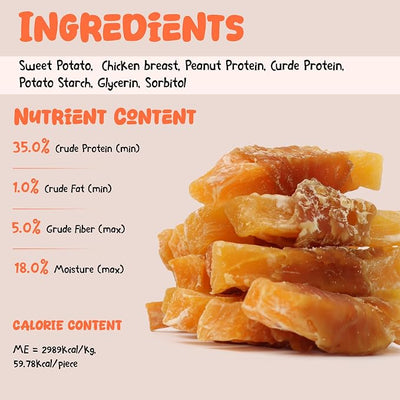 Annika Dog Treats – Grain-Free Chicken Wrapped Sweet Potato Chews, High Protein, Human-Grade Natural Jerky for Small, Medium & Large Dogs, 11.6 oz