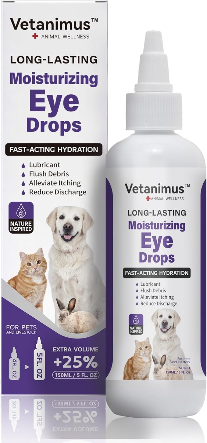 Refreshing Moisturizing Eye Drops 150ml/5 fl.oz for Dogs, Cats, and Livestock Fast-Acting Hydration